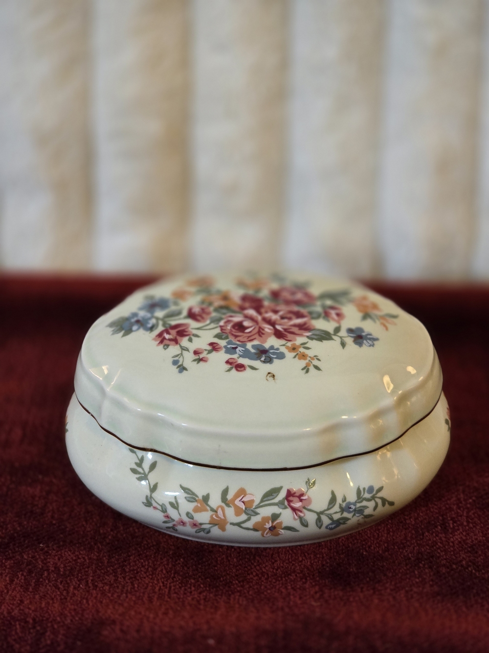 Vintage Heritage House Celebration of Love Porcelain Trinket Box Floral